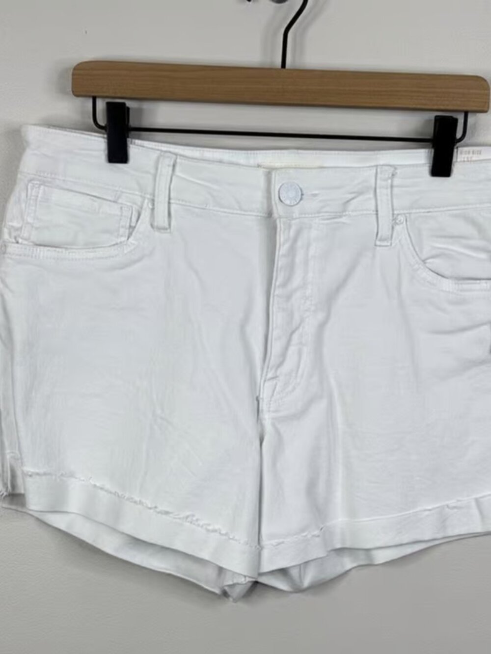High Rise White Jean Shorts Stretch Denim